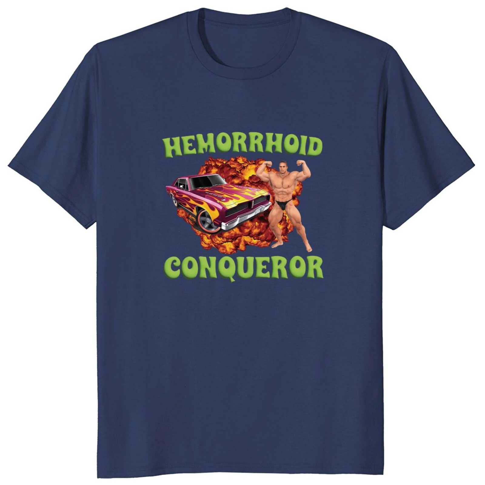 Funny Meme Joke Weird Graphic T-shirt EU Size 100% Cotton Unisex O-neck Tee Tops Hemorrhoid Conqueror T Shirt harajuku oversized