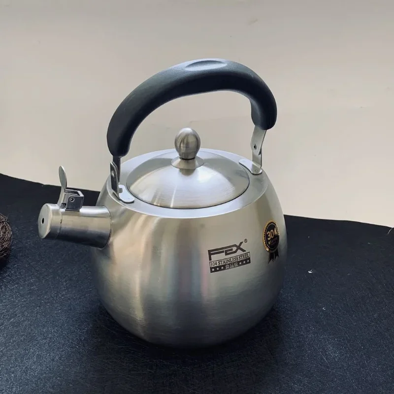 Thick Durable 304 Stainless Steel Tea Kettle with Whistle and Heat Resistant Handle Suitable for Gas Open Flames