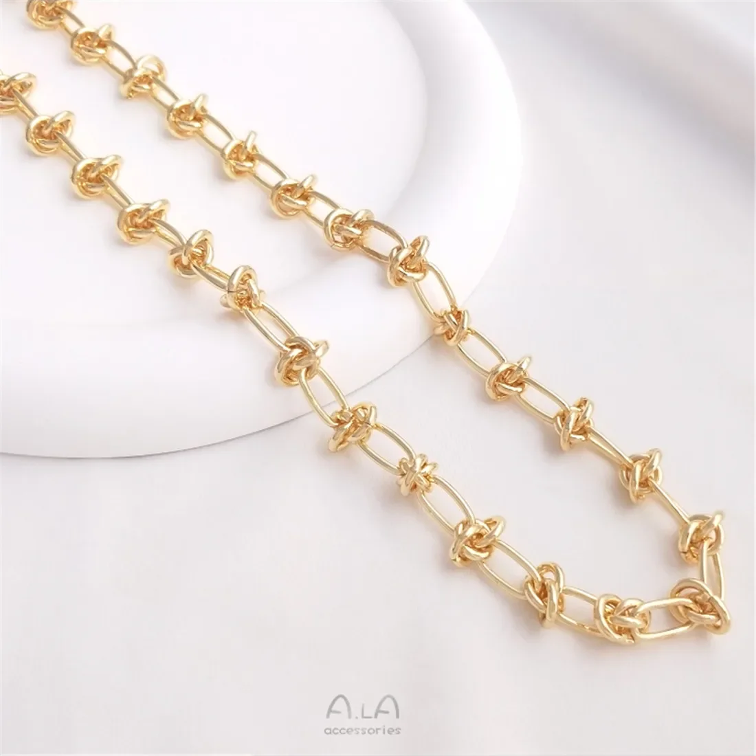 14K Gold-clad Korean Personality Luxury Knotted Chain Hand-broken Diy Bracelet Necklace Jewelry with Chain B662