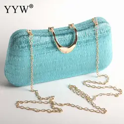 Pleated PU Leather Hard Evening Handbag Women Metal Clutch Wedding Bridal Party Messenger Purse Crossbody Shoulder Matte Bags