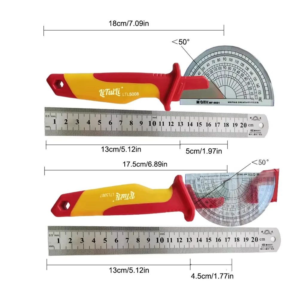 LiTuiLi Electrician Knife Insulated Cable Stripping Snips with Straight Curved Hook Fixed Blade Wire Stripper Hand Tool