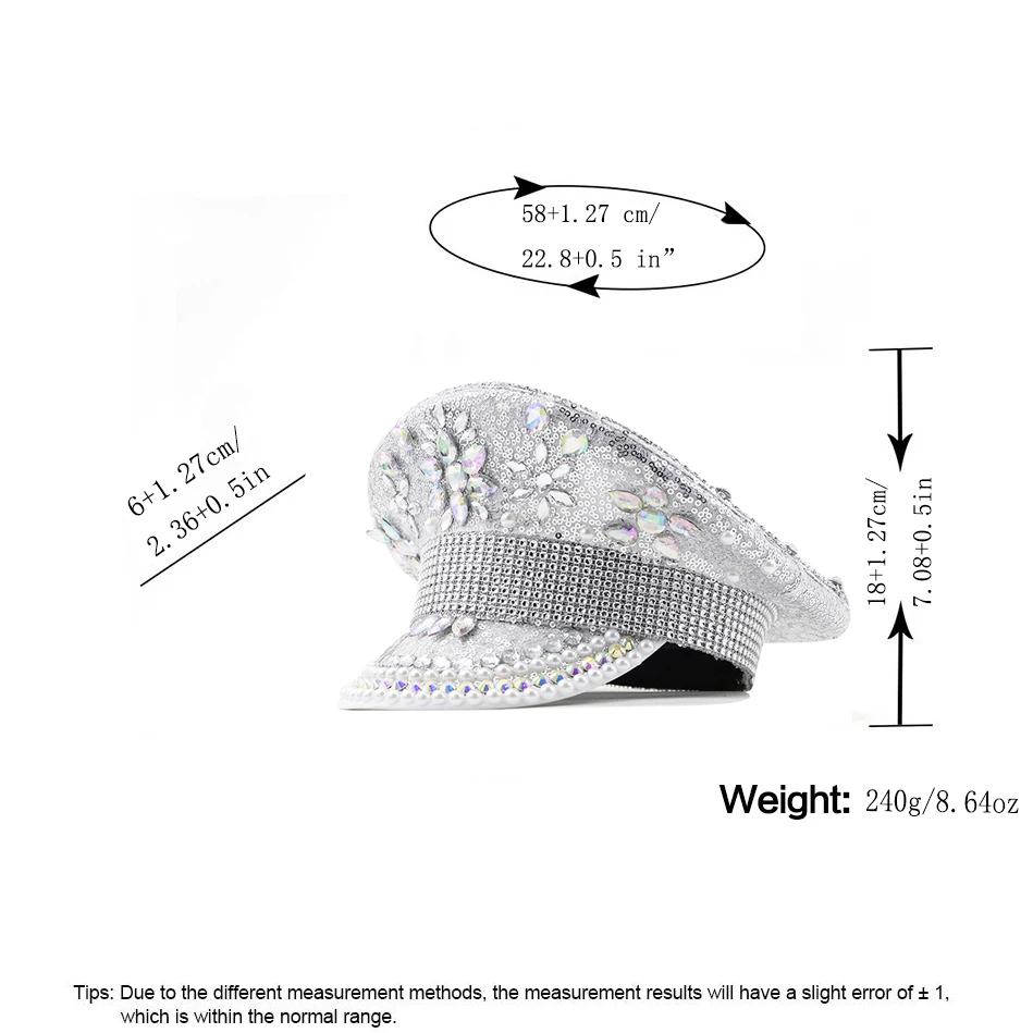 Fashion Women Bride Captain Hat Military Cap Sergeant Bridal Hat Hen Do Hat Festival Birthday Part Hat Luxury Rhinestone