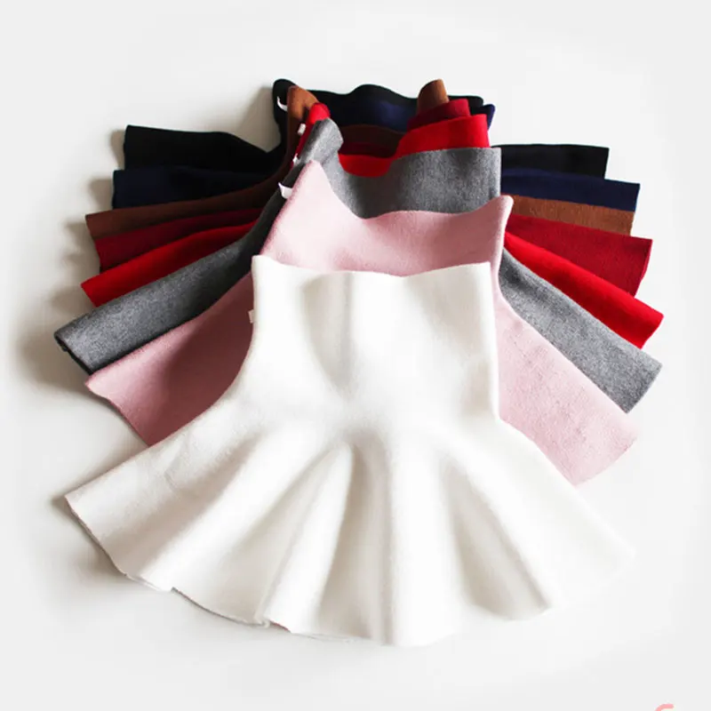 Winter Baby Girls Pleated Skirts Infant Kids Princess High Waist Knitted Mini Tutu Skirt Children Clothes 2-12Years SK003