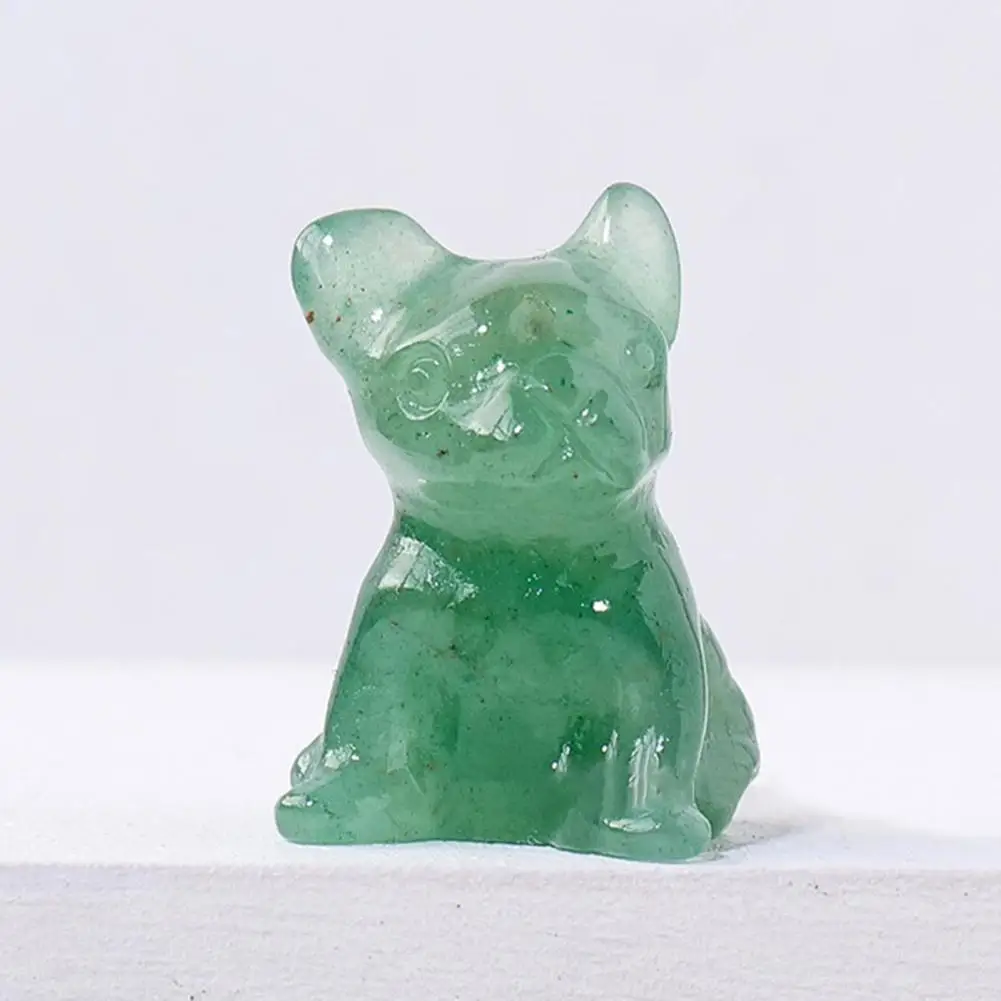 French Bulldog Statue Adorable Design Smooth Surface Rose Quartz Faux Crystals Healing Stones Dog Statue