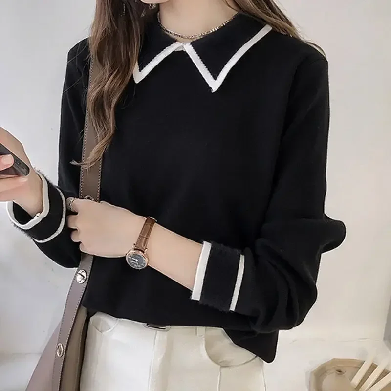 Women's Knit Sweater Long Sleeve Polo Basic Ladies Pullovers Winter 2024 Fall Attractive Korean Fashion Hot Sale New Knitwear