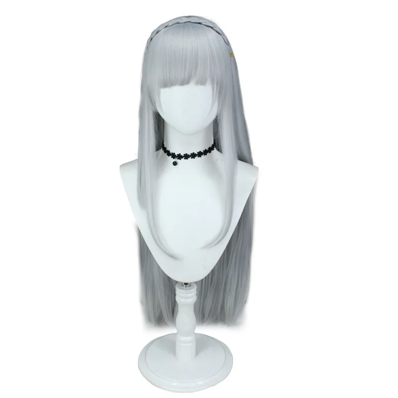 Re: la vida en un mundo diferente de Zero Emilia pelucas de Cosplay plata blanca larga Anime mujeres disfraz pelo largo pelucas trenzadas