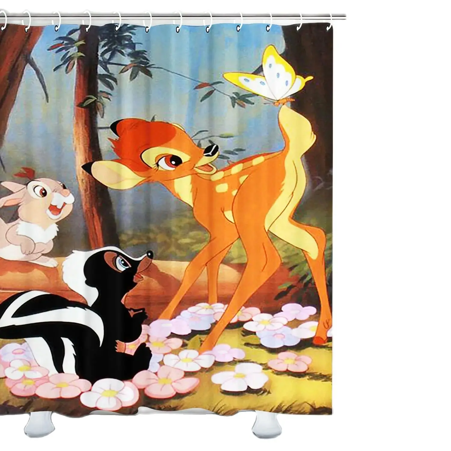 Disney Bambi Shower Items for Bathroom, Cute Screen Bath Curtain, Bright Colors Sets, Full Sets, Luxury, A Great Gift