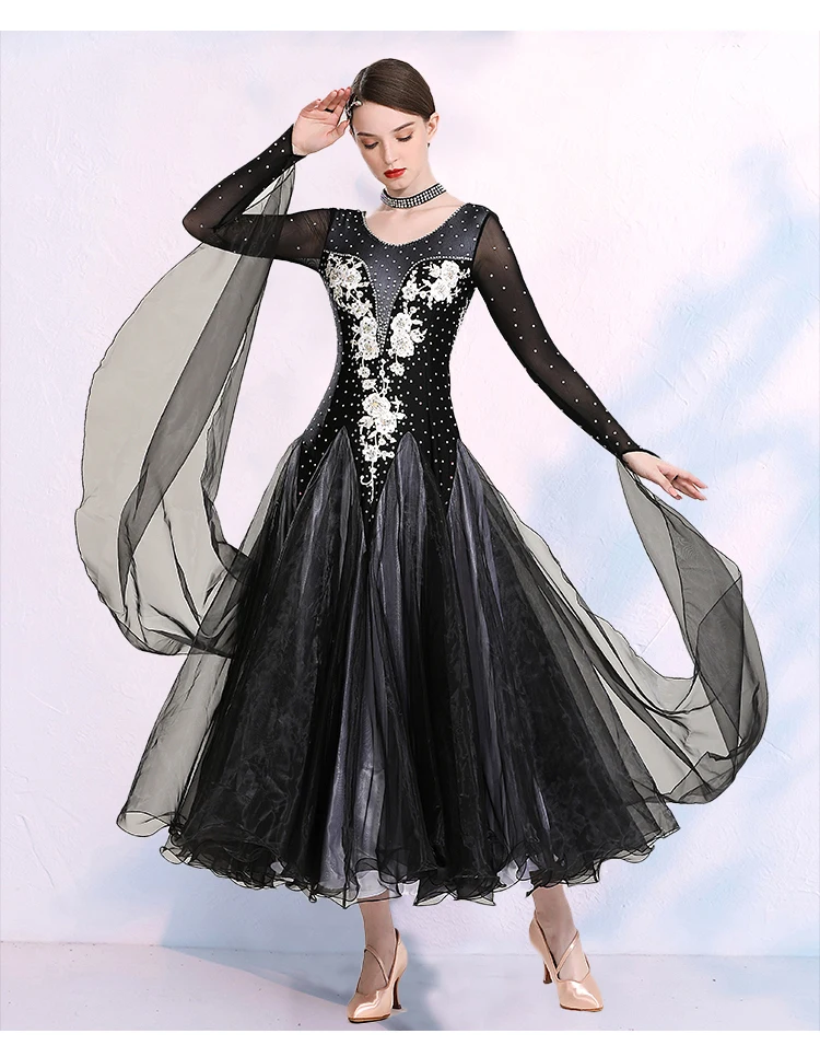 Customized Women's Adult Latin Standard Dance Jazz Modern Dance Costume Evening Party Advanced Dress Waltz Competition  Dress