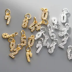 1 adet/grup 925 Ayar Gümüş Parlak Zirkon Kakma Numarası Takılar 8mm Şanslı Numaraları Takı Kolye DIY Bilezikler Kolye Küpe