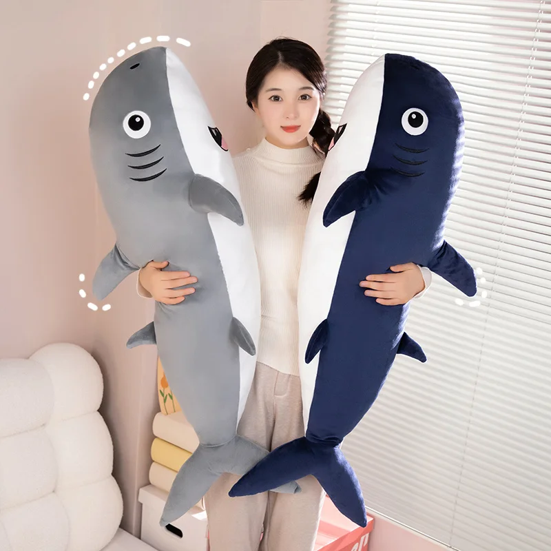 2025 Simulation 100CM Shark Pillow Soft Dolls Marine Organism Stuffed Animals Funny Toys Home Decor Birthday Christmas Gifts