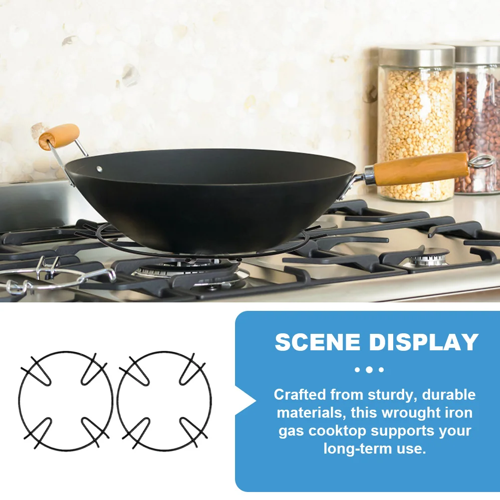 

4Pcs Sturdy Wok Support Rack Strong Iron Gas Stove Bracket Non-Slip Surface for Stable Cooking Kitchen Accessories Set