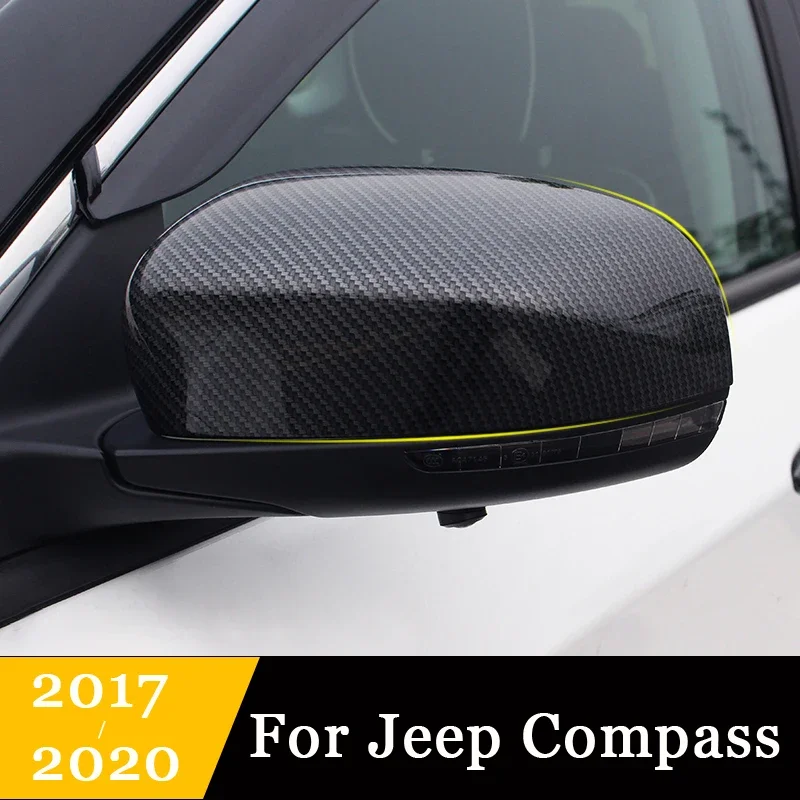 

Carbon Fiber Car Styling Rear View Side Mirror Cover Case Shell Trims for Jeep Compass 2017 2018 2019 2020 External Accessories