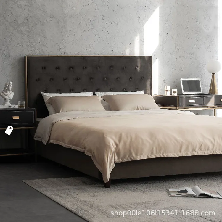 

Металлическая двуспальная кровать для дома, отеля, спальни, B&B, 1.5-1.8 метра, в стиле легкой роскоши, для свадебных торжеств