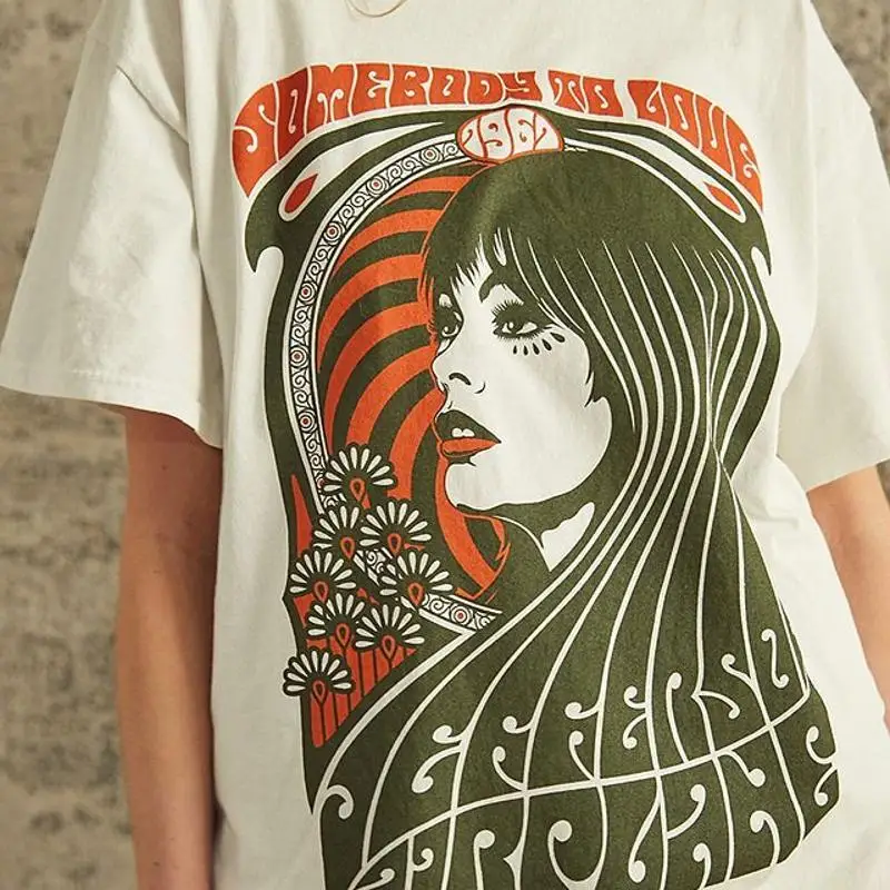 Футболка Jefferson Airplane Dad 90-х годов, белая футболка с короткими рукавами, классическая Nh13843