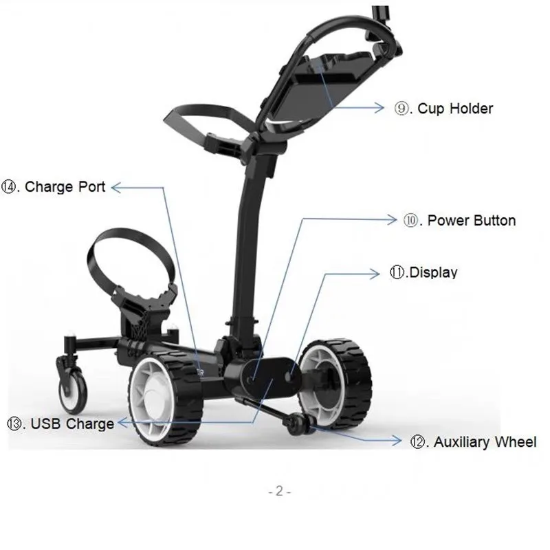 Remote Control Follow Golf Cart Foldable 4 Wheel Electric Trolley Featuring Detachable Battery Auto Follow For Golf Course