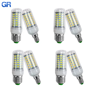 E27 E14 LED 전구 램프 220V-240V 24 36 48 56 69 72 LED 옥수수 전구 5730SMD 360 빔 각도 할로겐 샹들리에 조명 교체