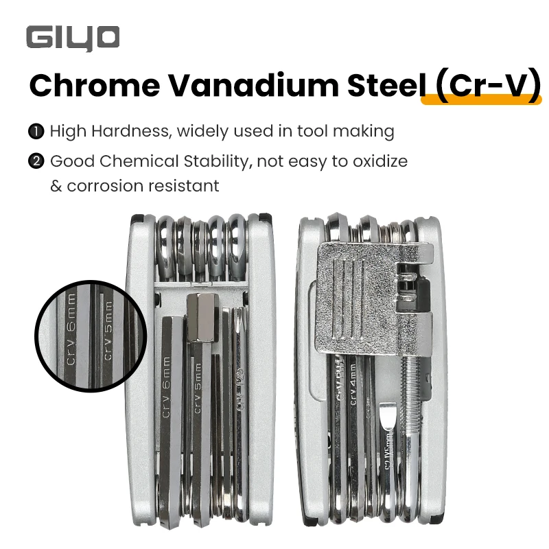 Giyo 12 in 1 Bicycle Repair Tools Kit Portable MTB Bike Mini Cycling Multitool Hex Spoke Screwdrivers Tyre Lever Allen Wrench