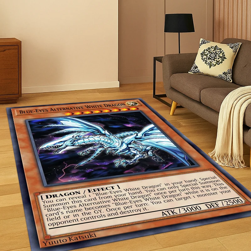 Anime Yu-Gi-Oh Monster-Karten Cartoon-Teppich für Schlafzimmer, Wohnzimmer, Sofa, Fußmatte, Heimdekoration, Kinder-Spielbereich-Teppich, rutschfest, Geschenk