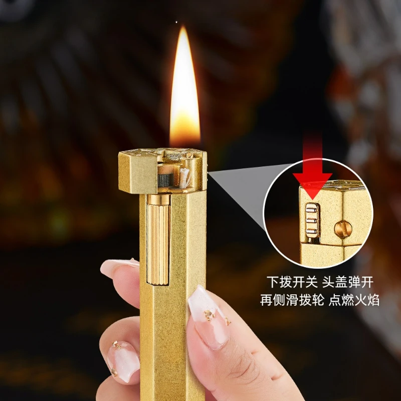 

Новая винтажная шестиугольная плащ ручной работы, антикварная керосиновая зажигалка с шлифовальным кругом, персонализированная ретро-зажигалка, доступна в 2 стилях