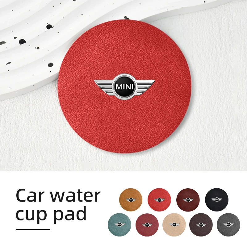 Car Centre Console Water Cup Mats Leather Non-Slip Coasters Accessories For MINI Cooper One JCW R56 Countryman Paceman Clubman R