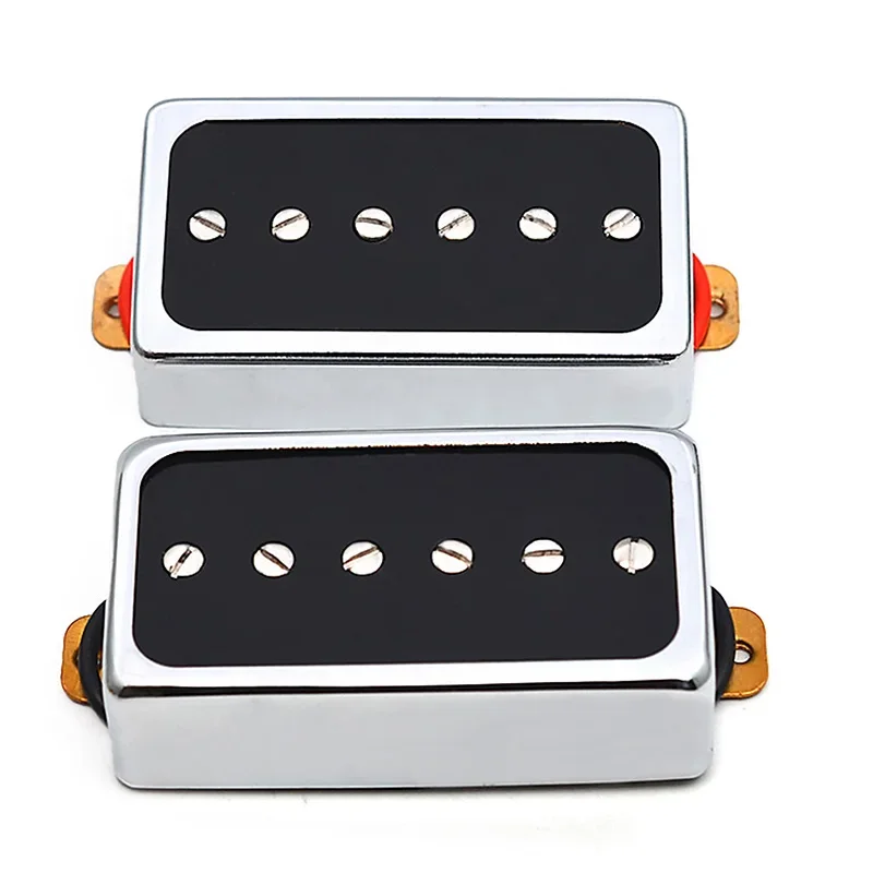 O Style Open Single Coil Pickup 6 Hole 50/52MM Pickup for LP Guitar Chrome with Black