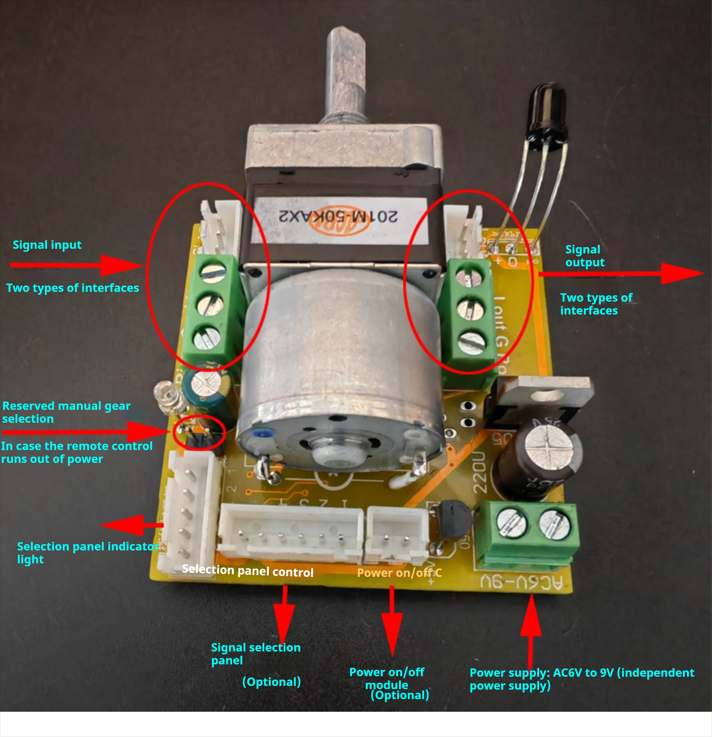 مقياس جهد حجم التحكم عن بعد + لوحة تبديل الصوت بأربعة داخلية وواحدة، لوحة اختيار الإشارة، اليابان ALPS50K100K #5