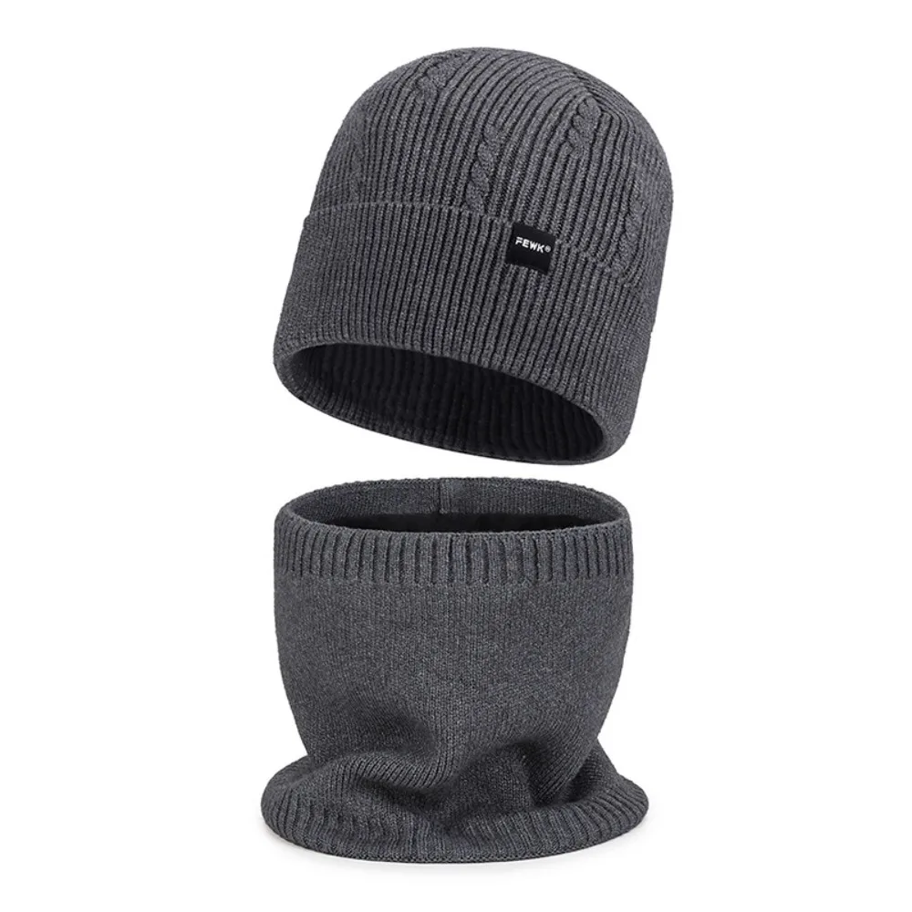 New Knitted Couple Hat Scarf Set Windproof Cold Resistant Cycling Cap Bonnet Cap Autumn Winter