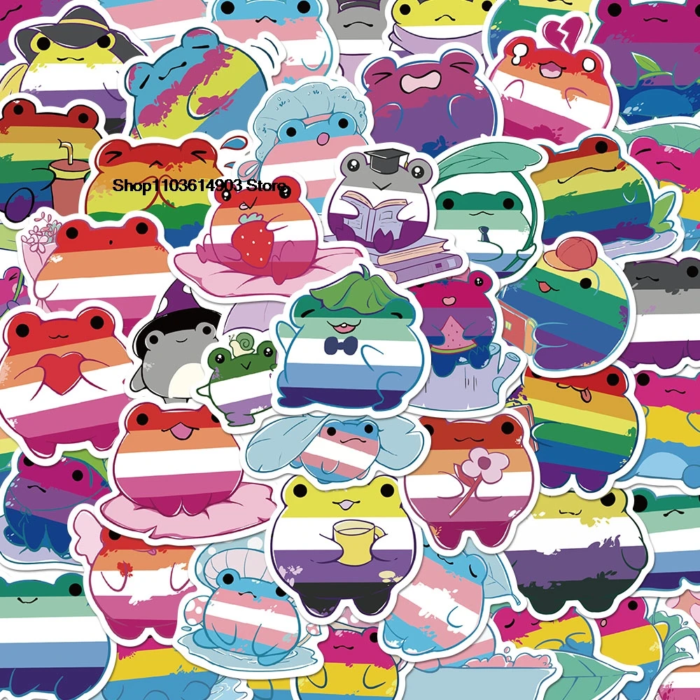 50PCS Colored frog stickers Creative Decoration Mobile Phone Laptop Computer water bottle chool teacher supplies reward stickers