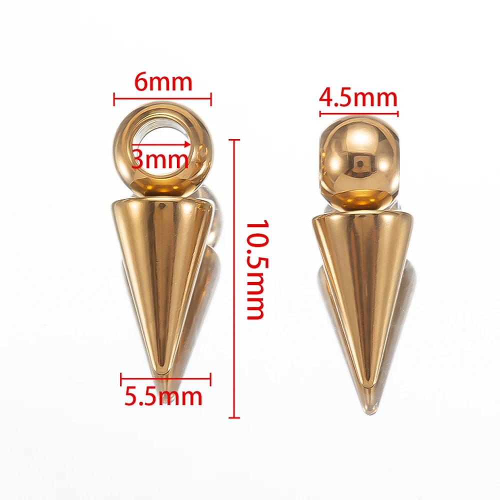 10PCS Stainless Steel Cone Charms Pendants Retro Spike Beads Charms Pendants for Women Man Hoop Earring Jewelry Making Supplies image 3