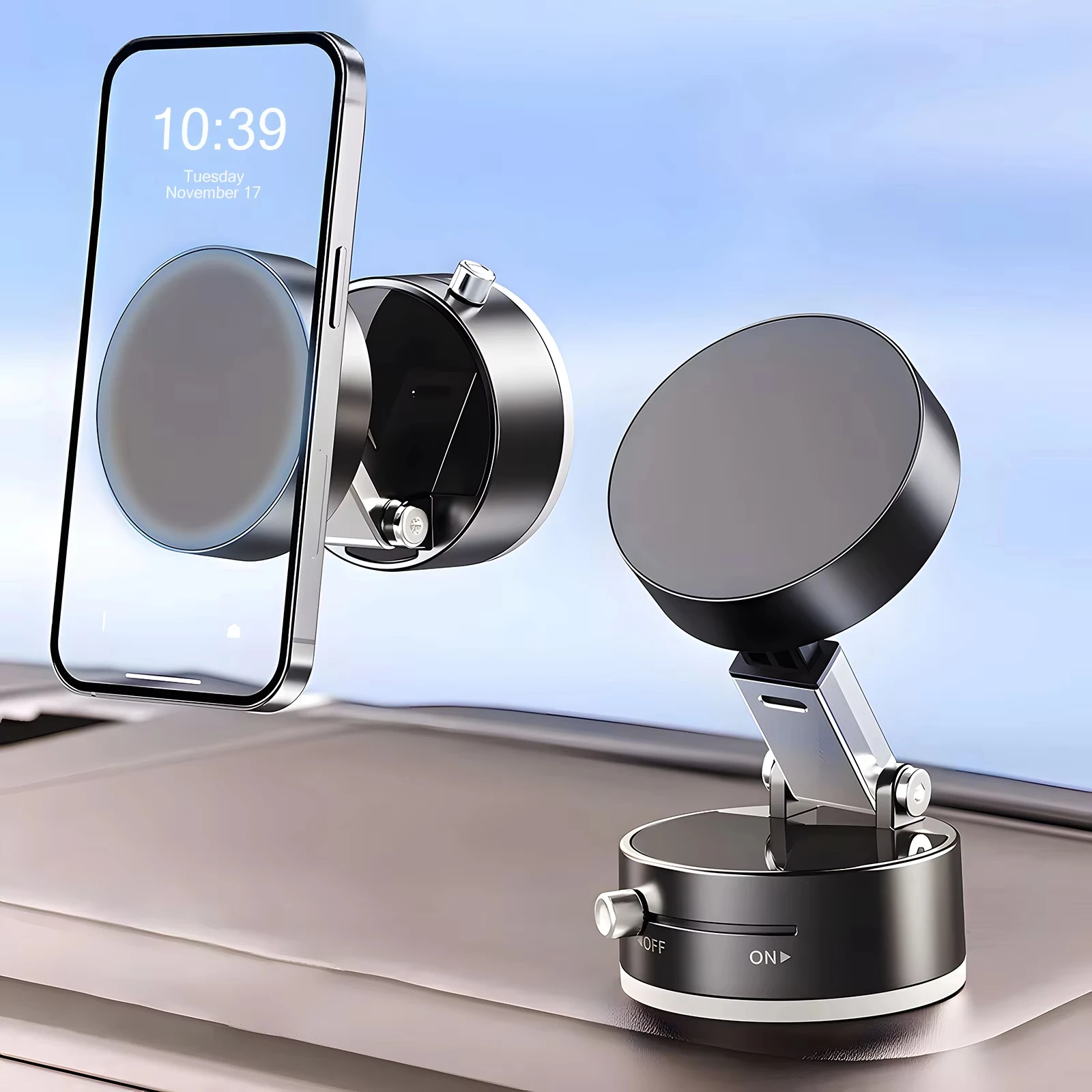 

Vacuum Suction Car Mounted Magnetic Phone Holder Suction Cup Car Navigation Specific Fixed 360 Degree Folding Phone Holder