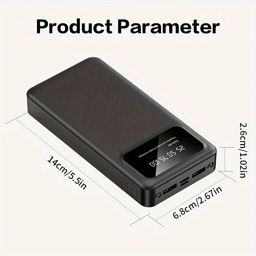 ธนาคารพลังงานแบบพกพาความจุขนาดใหญ่ 30000mAh, ไฟคู่, จอแสดงผลพลังงาน LED, อินเทอร์เฟซอินพุตและเอาต์พุต 4 ตัว