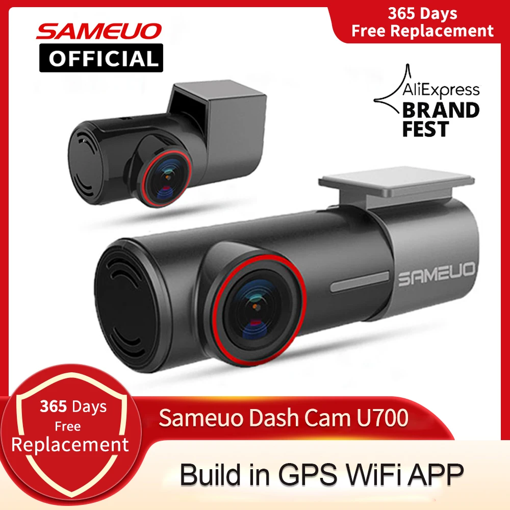 Sameuo Dash cam front and Rear Car DVR camera dash auto video Recorder dashcam night vision app 24H Parking Car Camera for cars