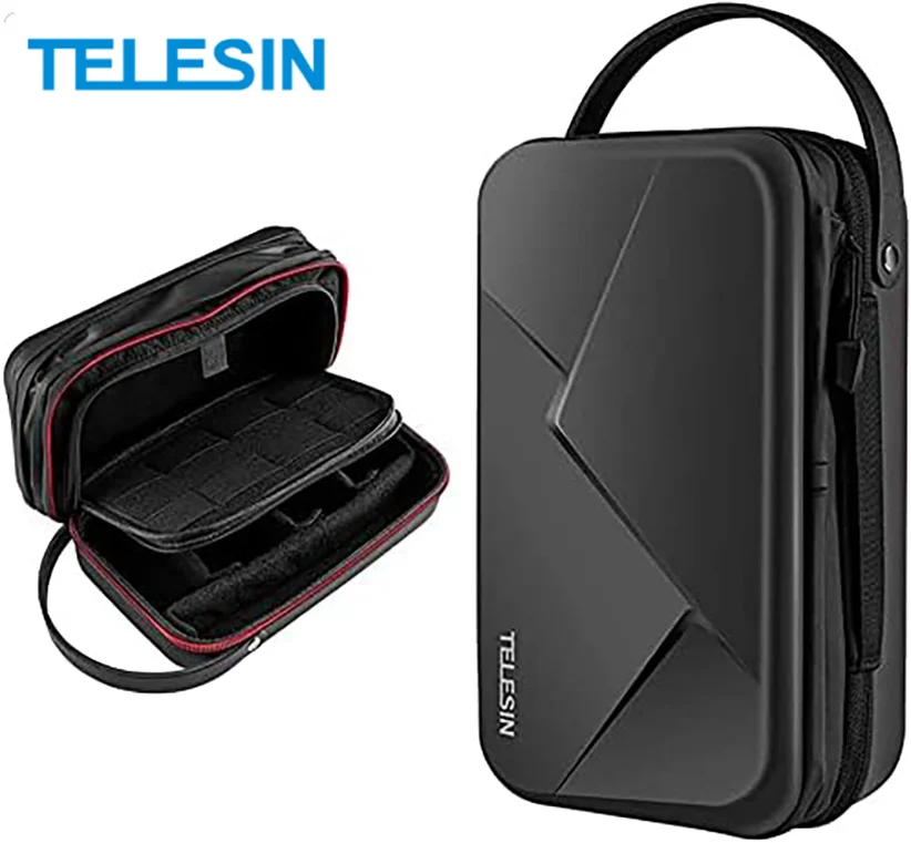 TELESIN Waterproof Carrying Adjustable Space Bag PU for Insta360 X5 X4 X3/GO 3/ONE X2/RS/DJI Osmo Action 5PRO 4 3 GoPro