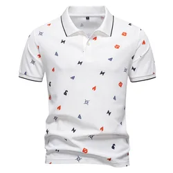 2025 Summer New Men's Polo Shirt with Full Body Printed Letter Collar and Short Sleeve Polo Shirt for Men
