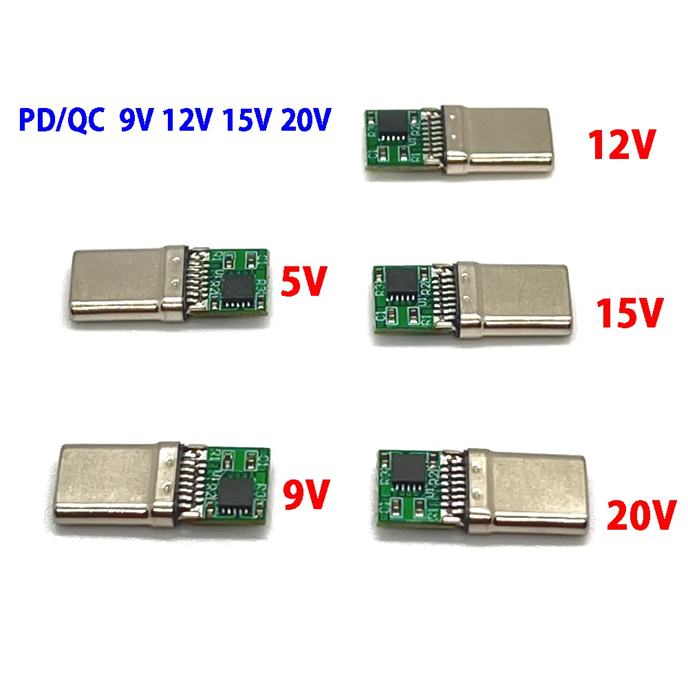 16-pinowa wtyczka USB typu C PD/QC 9V 12V 15V 20V męska wtyczka Decoy Board Moduł szybkiego ładowania PD 2 3.0 DC kabel wyzwalający QC4 złącze ładowania