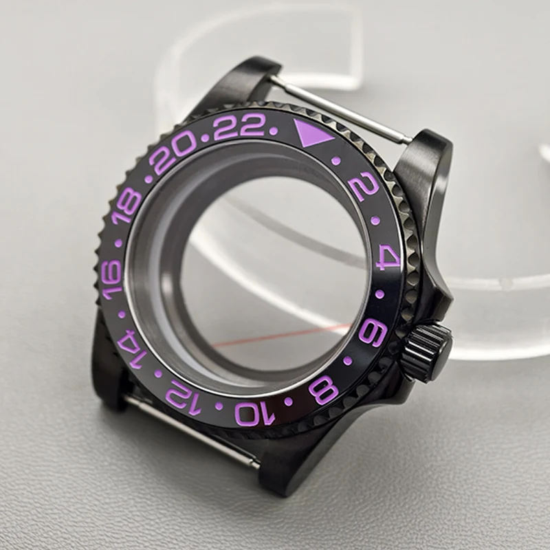 Черный корпус для часов SUB, 40 мм, сапфировое стекло для 4R36 4R35 NH35 NH36 7S, механизм, прозрачная задняя крышка, мужской корпус для часов SUB, ремонт