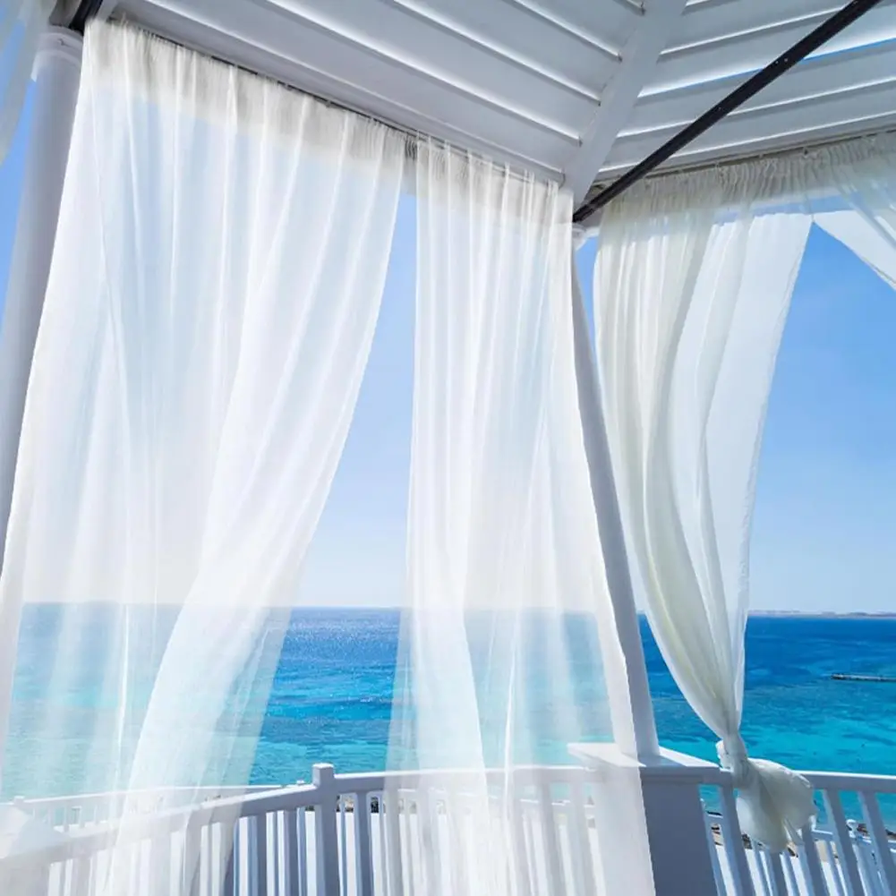 Outdoor Voile Curtain Mesh Sheer Curtain Mosquito Netting Privacy Screen Panel with Rod Pocket for Patio Porch Terrace Pergola