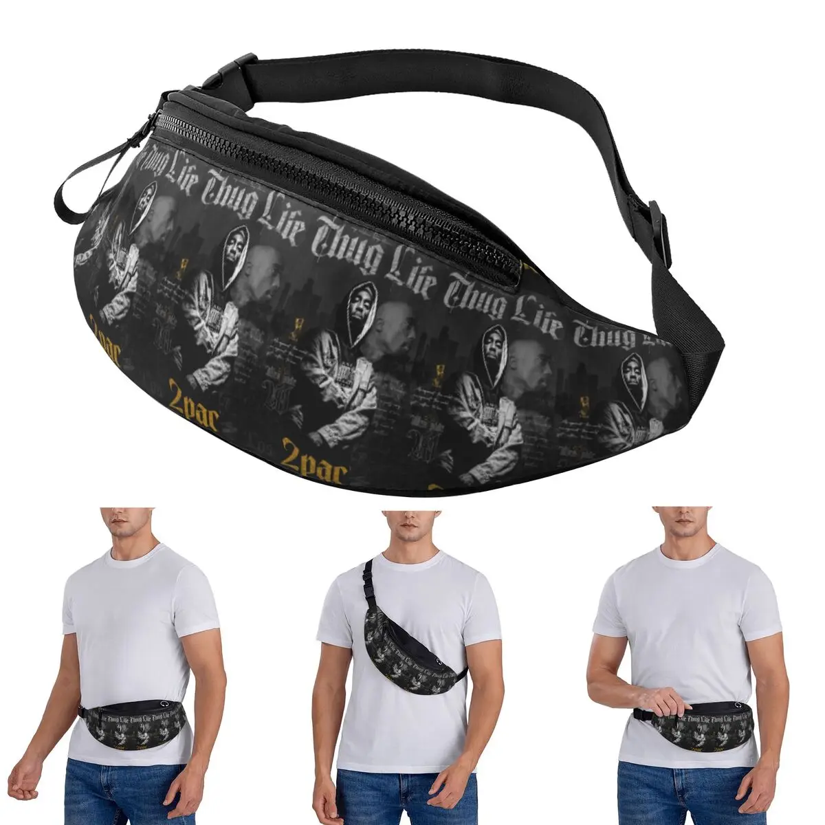 

Crossbody Waist Bag Rapper Tupac 2PAC Hip Hop Men Women Fanny Pack Traveling Running Money Phone Pouch