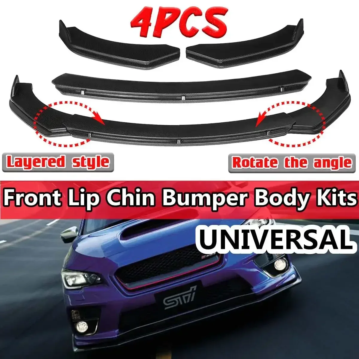 Universal Car Front Bumper Lip Chin Bumper Body Kits Splitter For Toyota For Mazda For Subaru For Honda For Lexus For Nissan