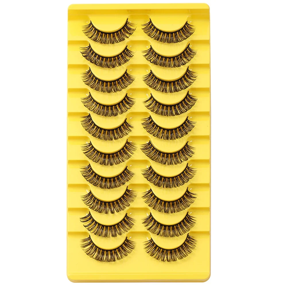 10 Pairs Lashes D Curl Russian Lashes 3D Fake Eyelashes Reusable Fluffy Russian Strip Lashes eyelashes extensions