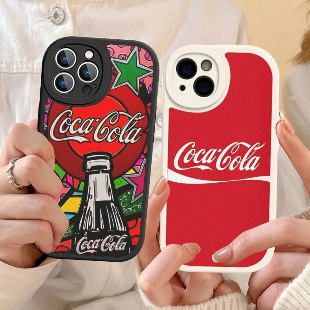 

Coca-cola Vintage Leather Phone Case For IPhone 16 15 14 17 Pro Max 11 12 Mini Plus Soft Shell