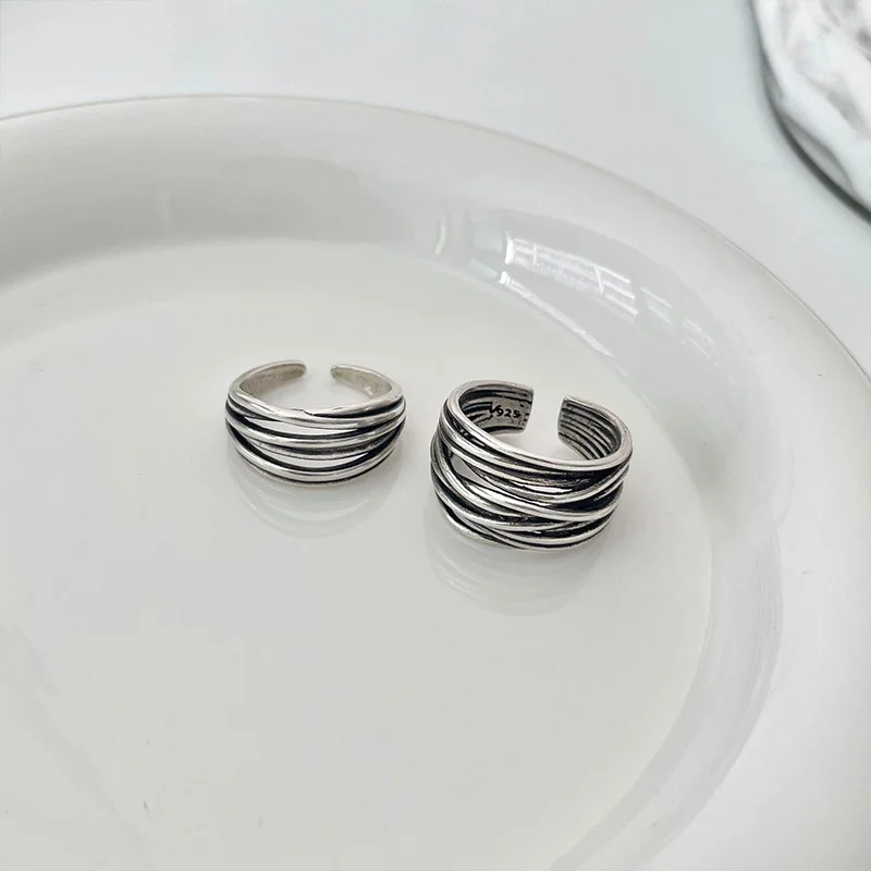 

Retro 925 Thai Silver Ring Non-Fading ex Faion Jewelry Ring Design Sensation Cross-Border Handmade Accory