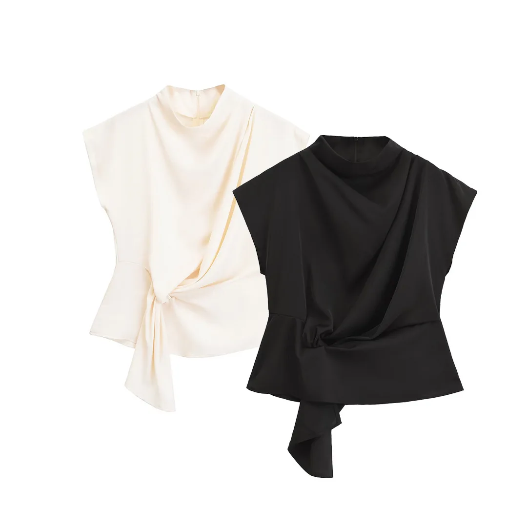 

Y2K 2025 Women's Blouses With Bow Tied Short Sleeve Back Zipper Female Shirts New Chic Tops Fashion Summer Causal Top