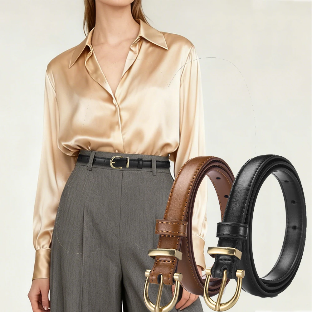 

New Fashion Women's Pin Buckle Belt High Quality Women's Windbreaker Wide Leg Pants Belt Simple Women's Birthday Gift Wholesale