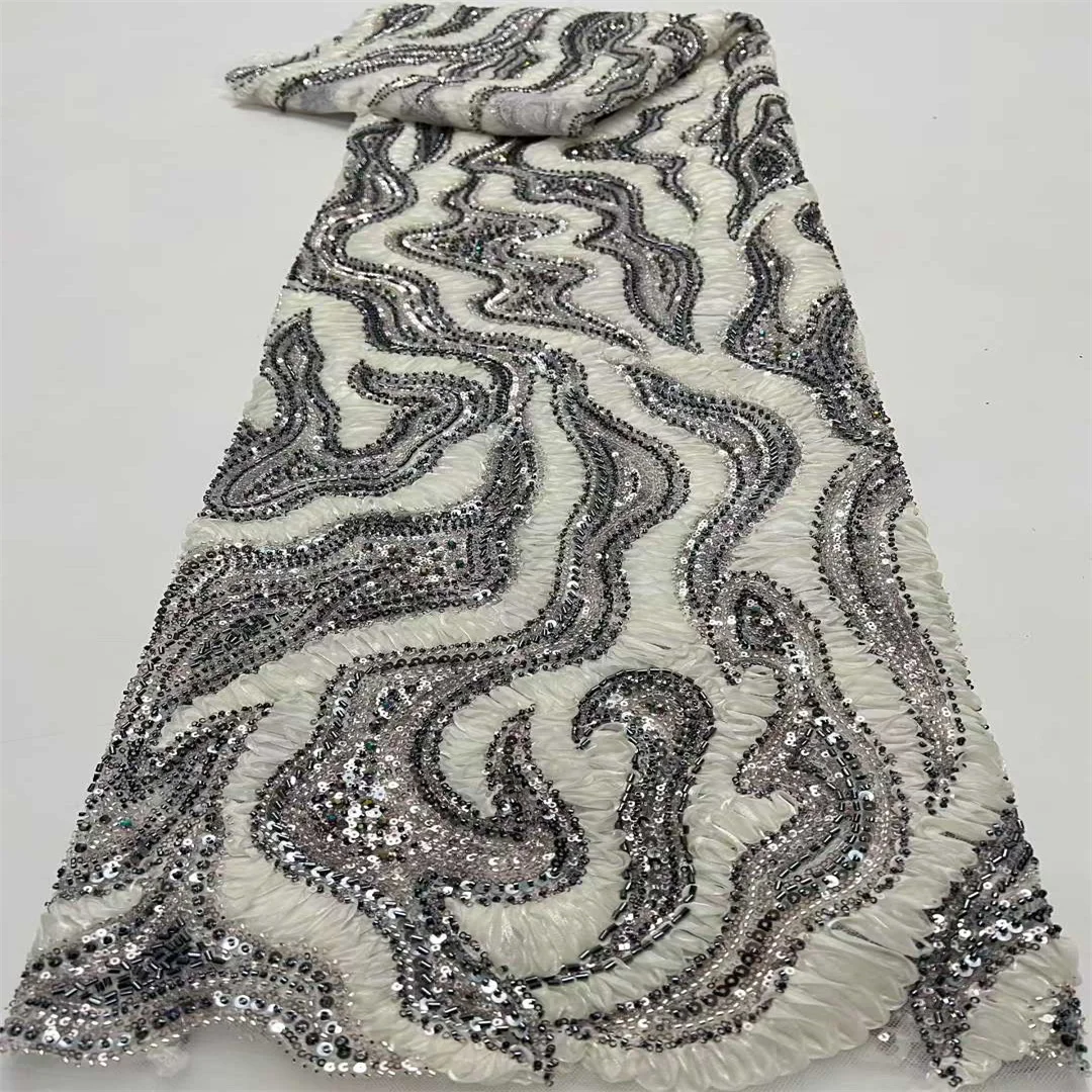 

Кружевная ткань SJ Lace Luxury: нигерийское африканское кружево с бисером и высококачественной вышивкой пайетками, французское кружево 2026 года для шитья, новейший дизайн