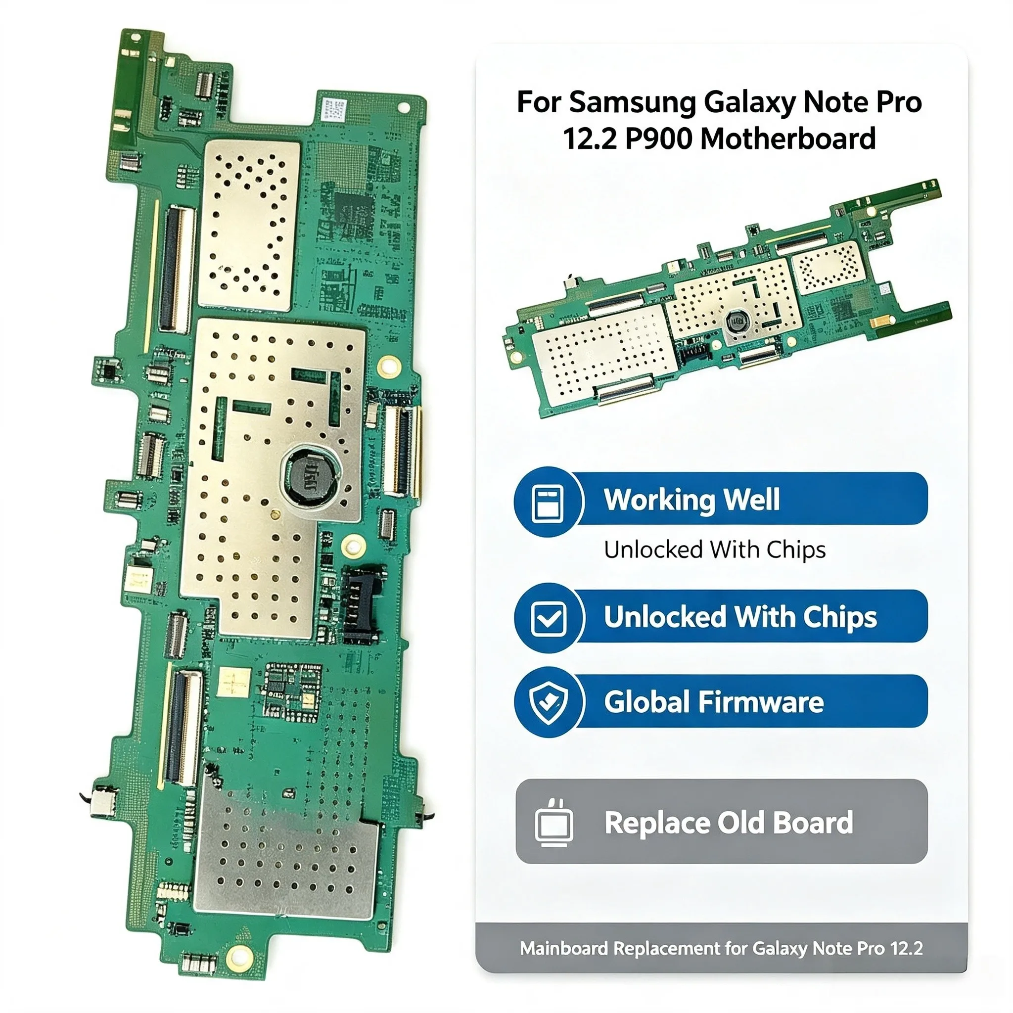 For Samsung Galaxy Note Pro 12.2 P900 Working Well Unlocked Motherboard With Complete Chips, Global Firmware Mainboard
