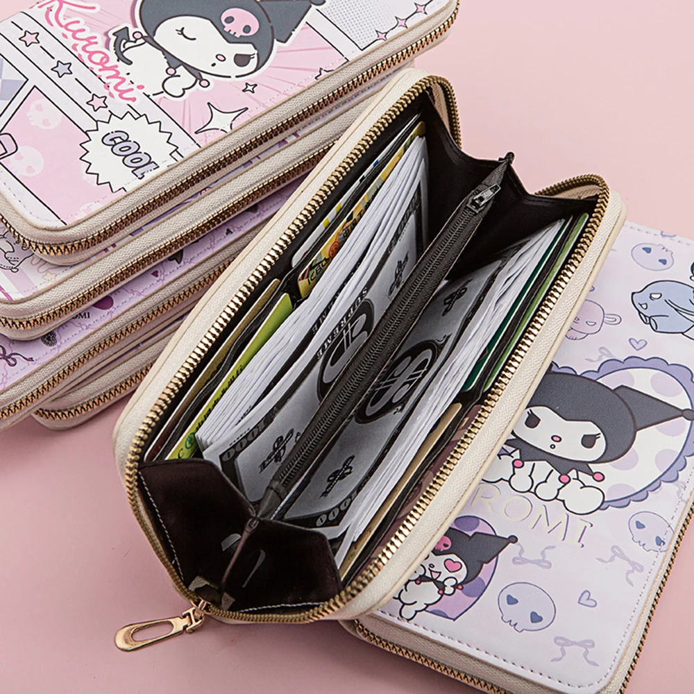 Sanrio Kuromi Long Wallet Female Student Cartoon Kuromi Fresh Large-capacity Mobile Phone Wallet Zipper Card Bag Clutch Bag New
