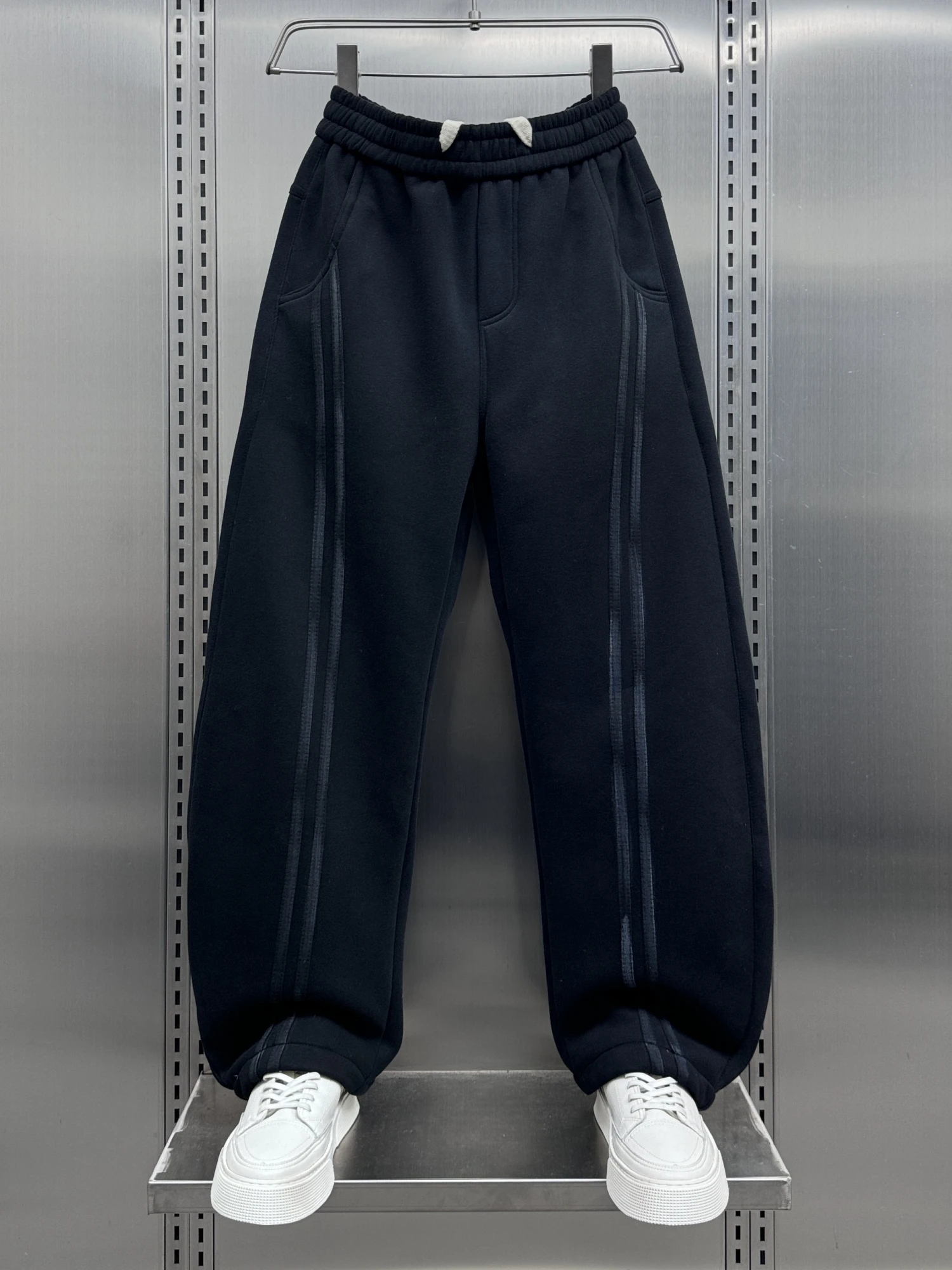 

Men's Trendy Casual Pants Autumn Winter New Sle adient Color Knife Sports Sweatpants Youth Stripe Patchwork Waed