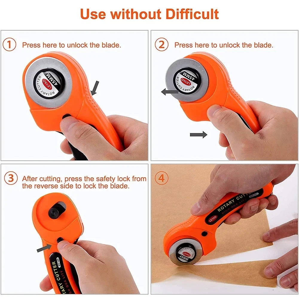 Rotary Cutter for Fabric Card Paper Sewing Quilting Roller Cutting Knife Tailor Scissors Dress Leather Clothes Making DIY Tool