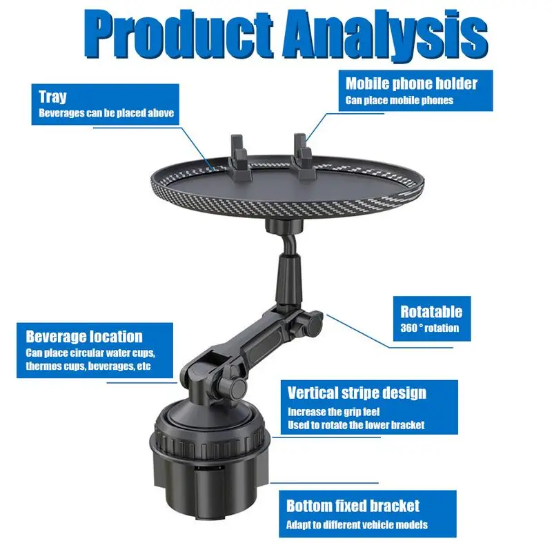 Samochodowy uchwyt na kubek Taca na żywność z uchwytami na kubki Uchwyt na napoje Ekspander Wielofunkcyjny uchwyt na żywność do samochodu Materiały podróżne